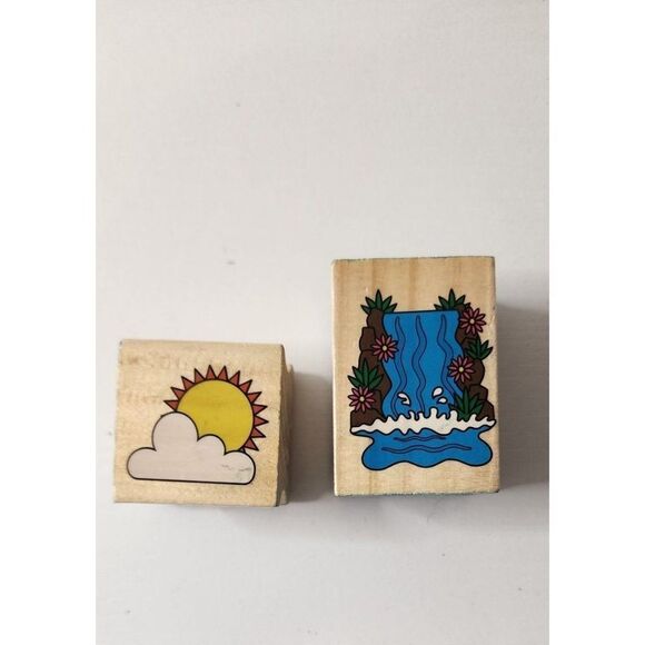 Set of 2 Weather Rubber Stamps for Crafting - Picture 1 of 3